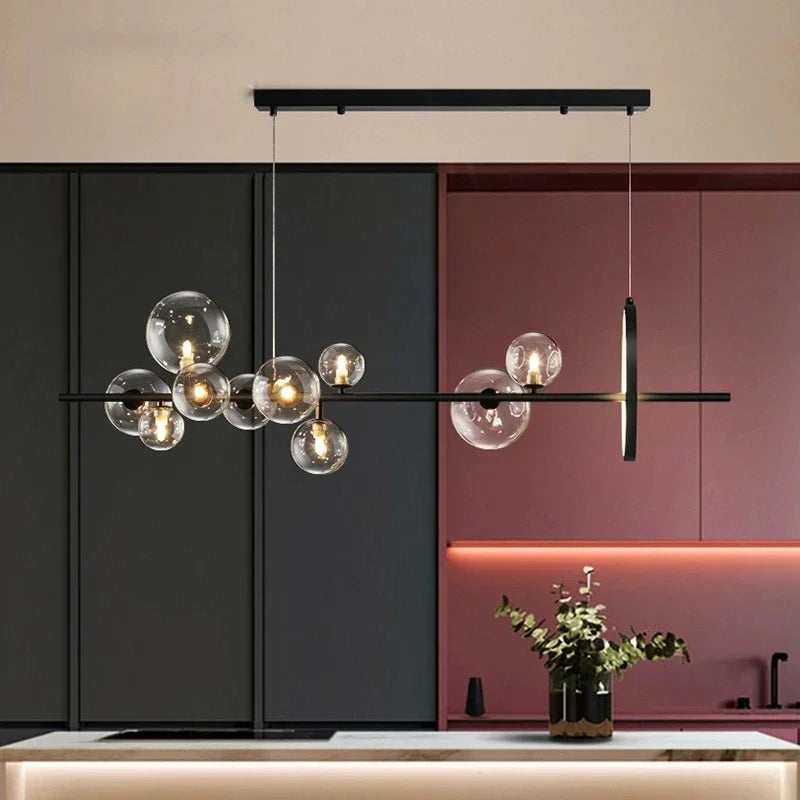 NOSTAGA Glass Circle Pendant Light – LED Chandelier (horizontal)