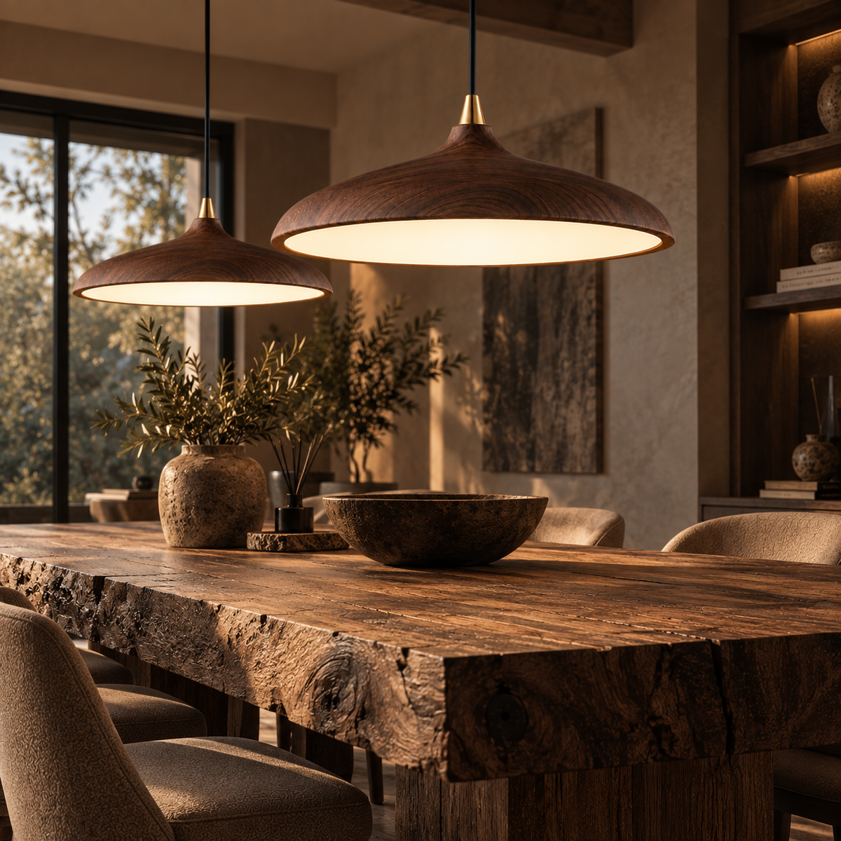 Moderne LED Hanglamp met Houtnerf Afwerking – Warm of Koud Wit | E27
