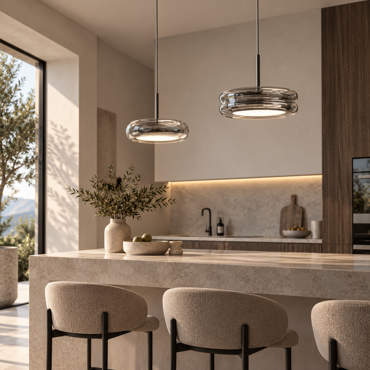 Glazen LED Hanglamp met Rookglas