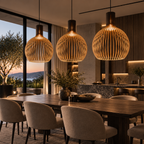 Luxe houten hanglamp met rond