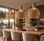 Luxe houten hanglamp met rond