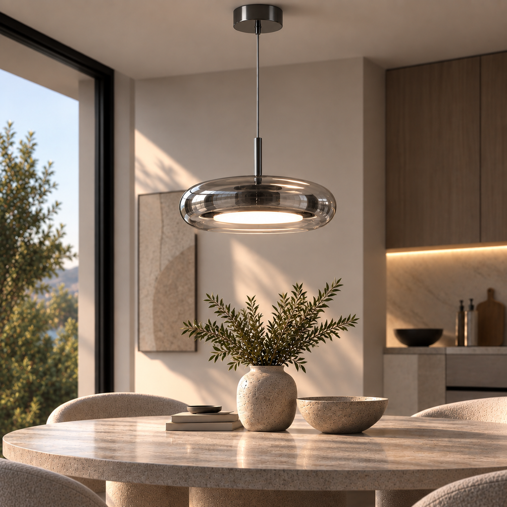 Glazen LED Hanglamp met Rookglas