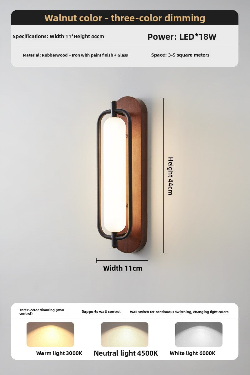 MAJESTO Houten wandlamp met acryl kap – 18W LED