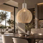 Luxe houten hanglamp met rond
