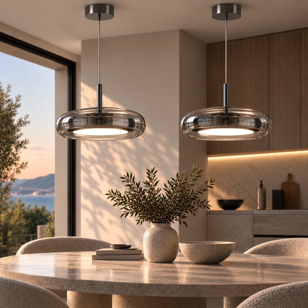 Glazen LED Hanglamp met Rookglas