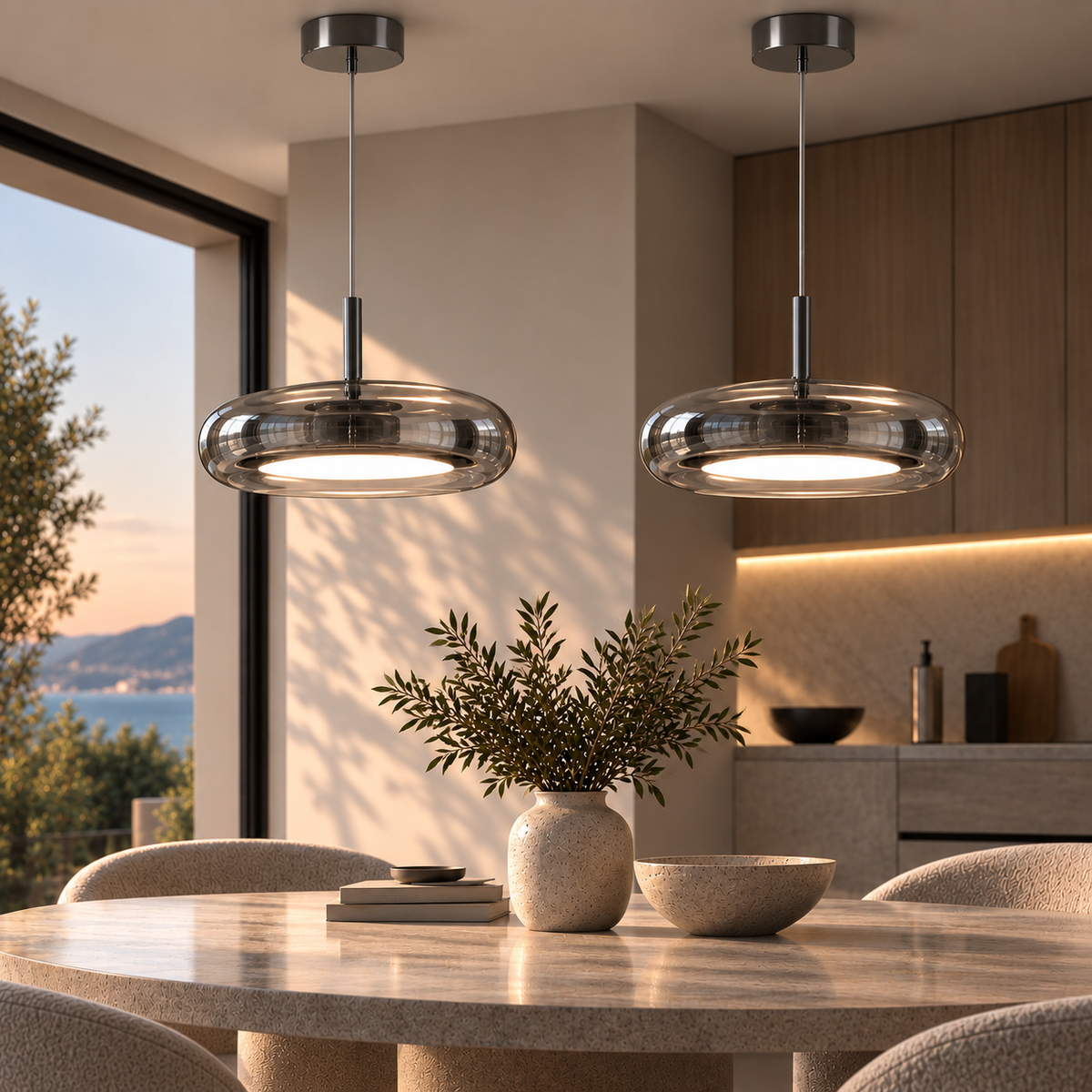 Glazen LED Hanglamp met Rookglas