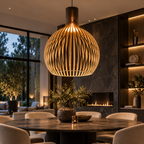 Luxe houten hanglamp met rond