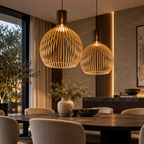 Luxe houten hanglamp met rond