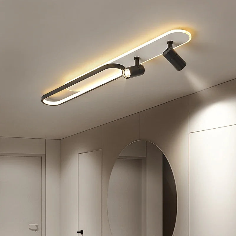 Dimbare LED Plafondlamp met Spotlight – 60/80/100/120 cm | Zwart, Wit of Goud