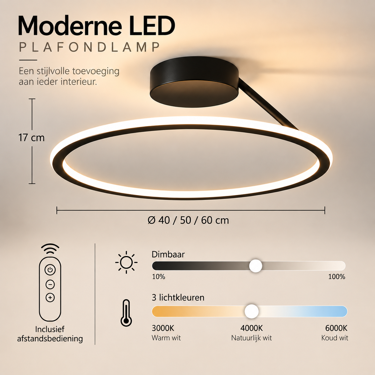 SAFORA Moderne LED plafondlamp Ring