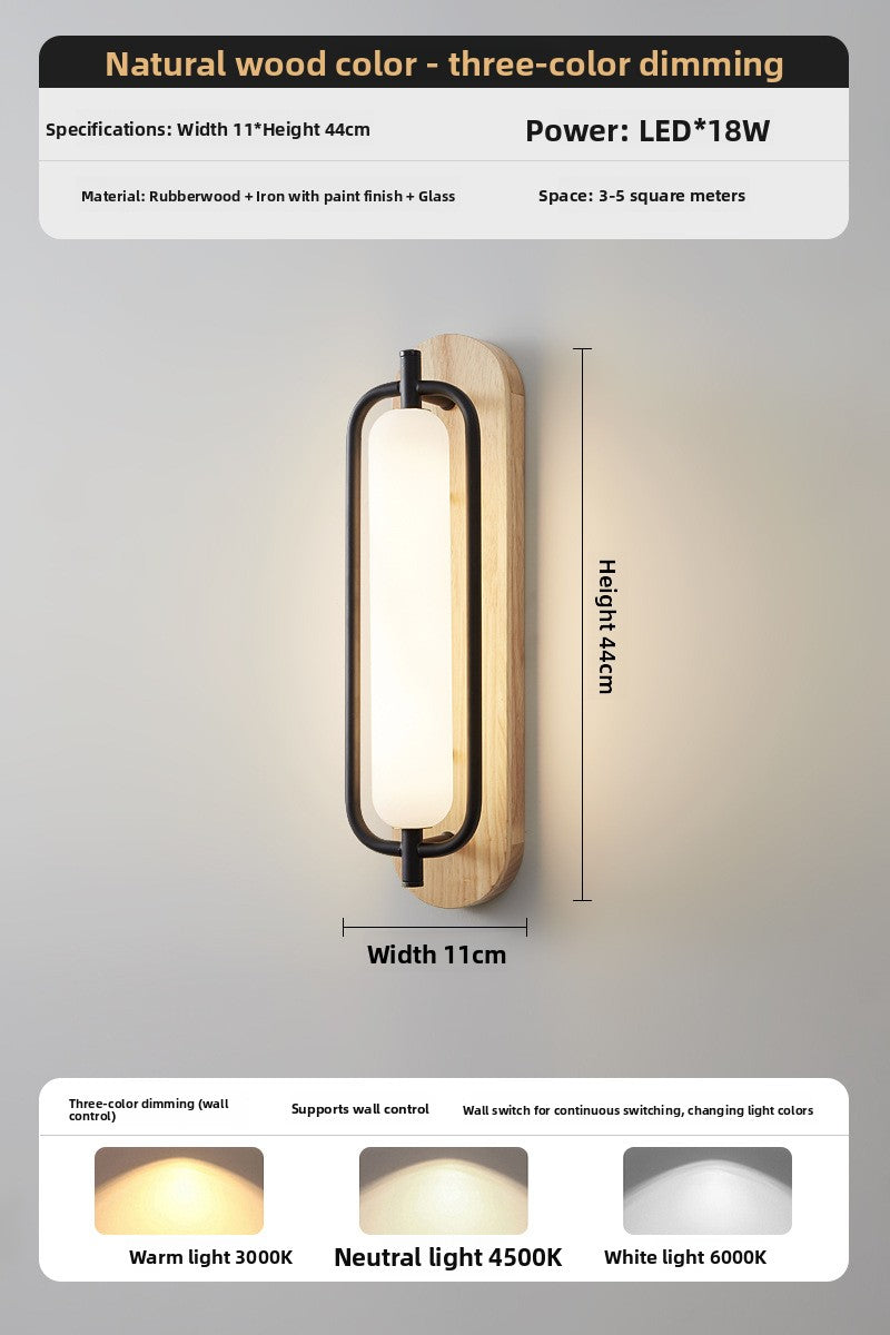 MAJESTO Houten wandlamp met acryl kap – 18W LED