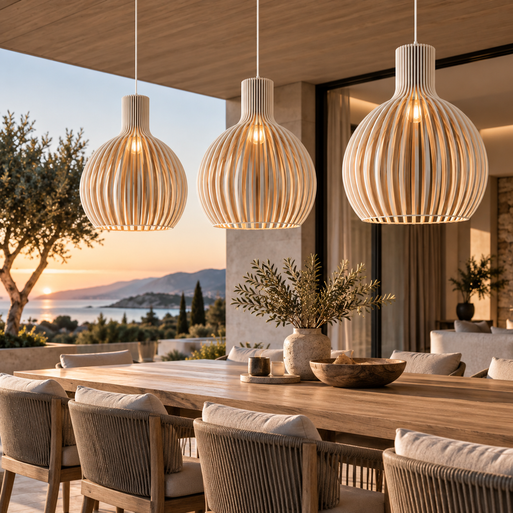 Luxe houten hanglamp - ronde bol
