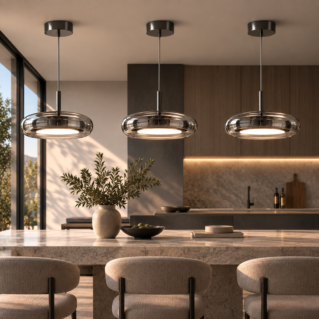 Glazen LED Hanglamp met Rookglas