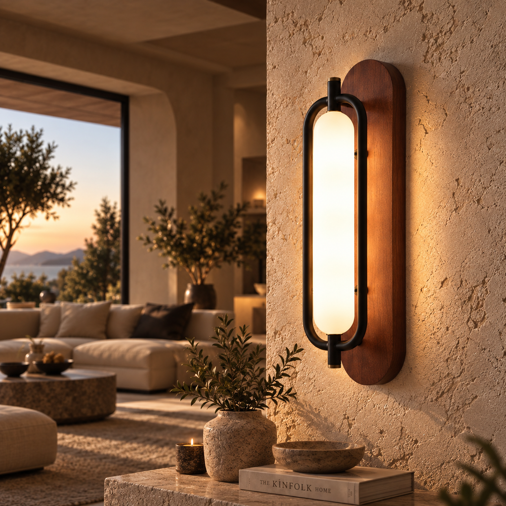 MAJESTO Houten wandlamp met acryl kap – 18W LED